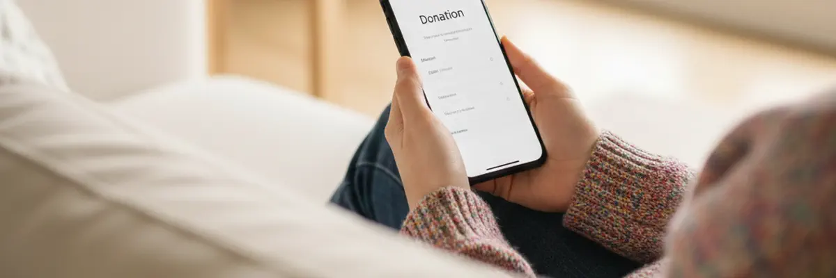 Person donating to Australian charities online