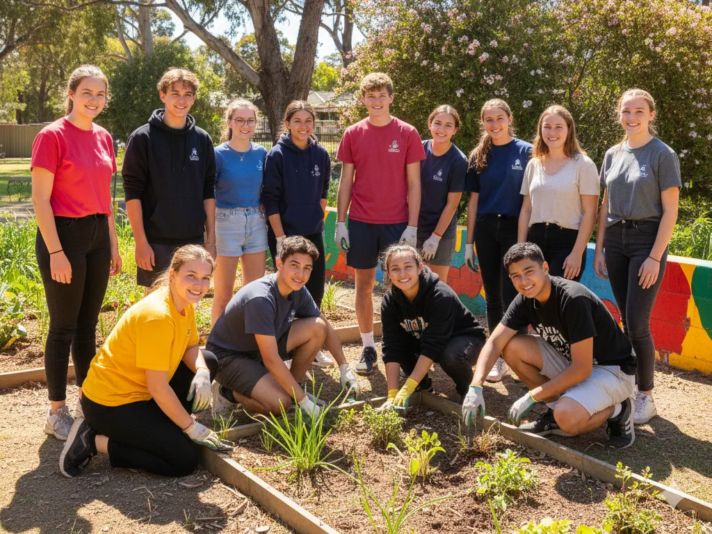 Young volunteers participating in youth volunteering program